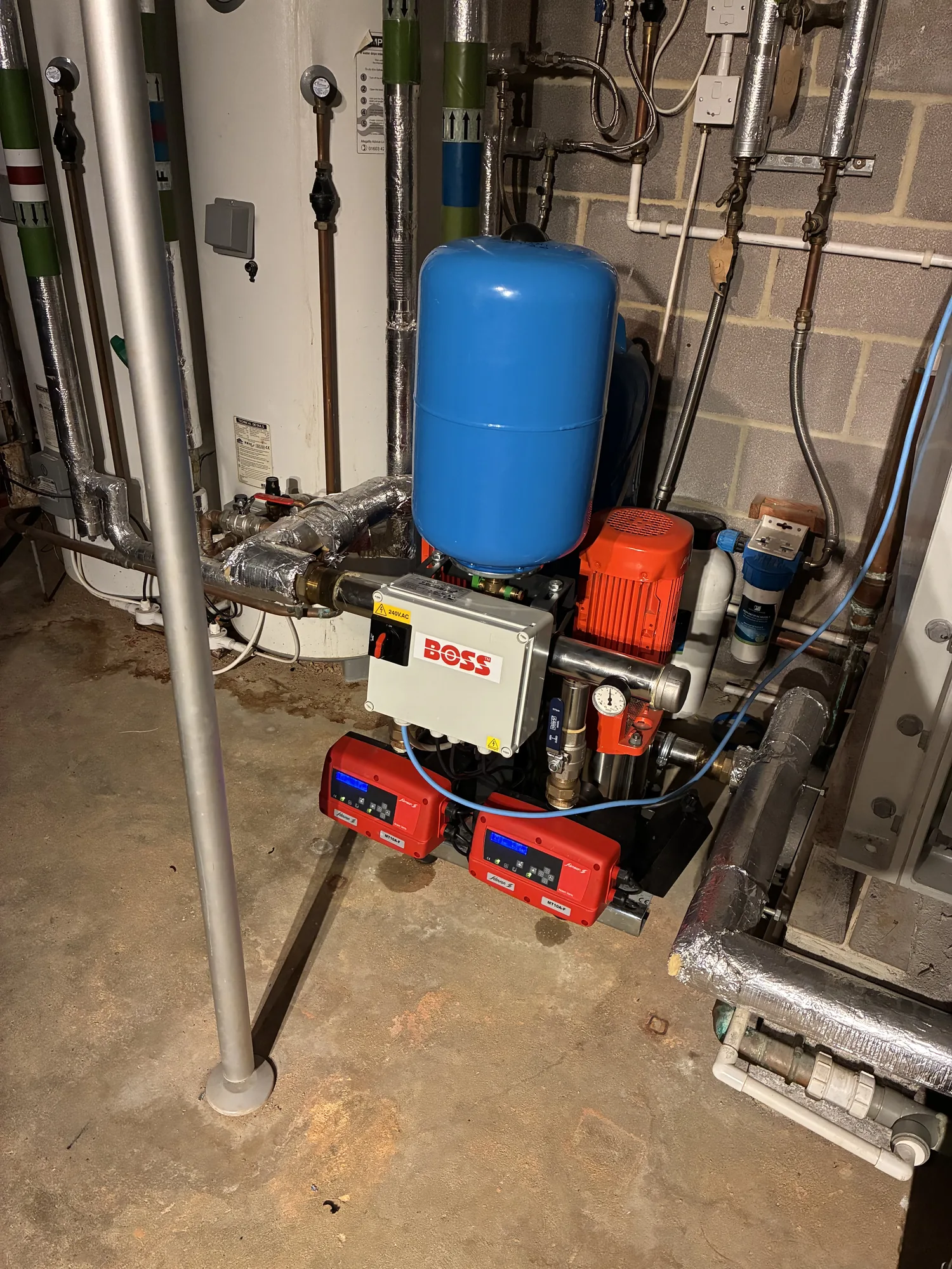 System boiler with copper supply pipework completed