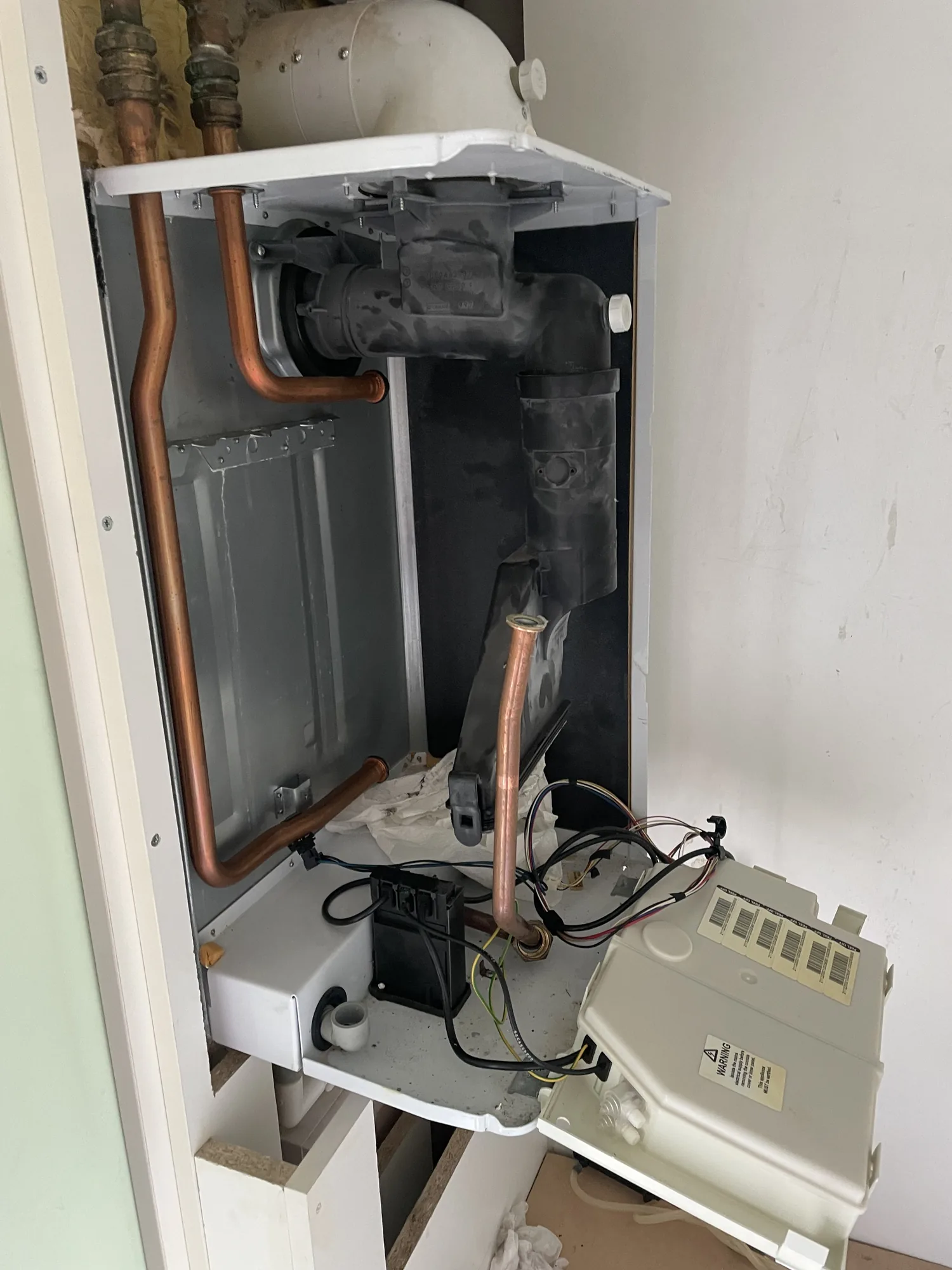 Boiler internals exposed for repair work